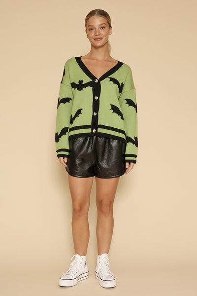 Bat Knit Cardigan Green