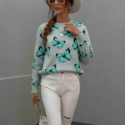Butterfly Knit Sweater Teal