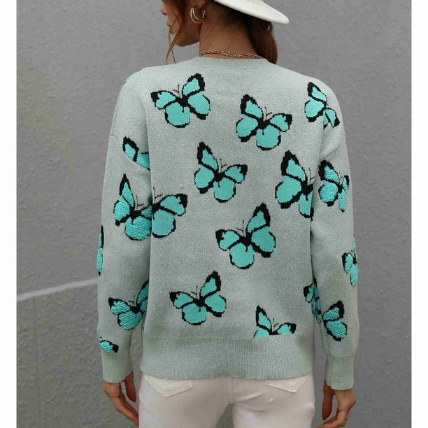 Butterfly Knit Sweater Teal