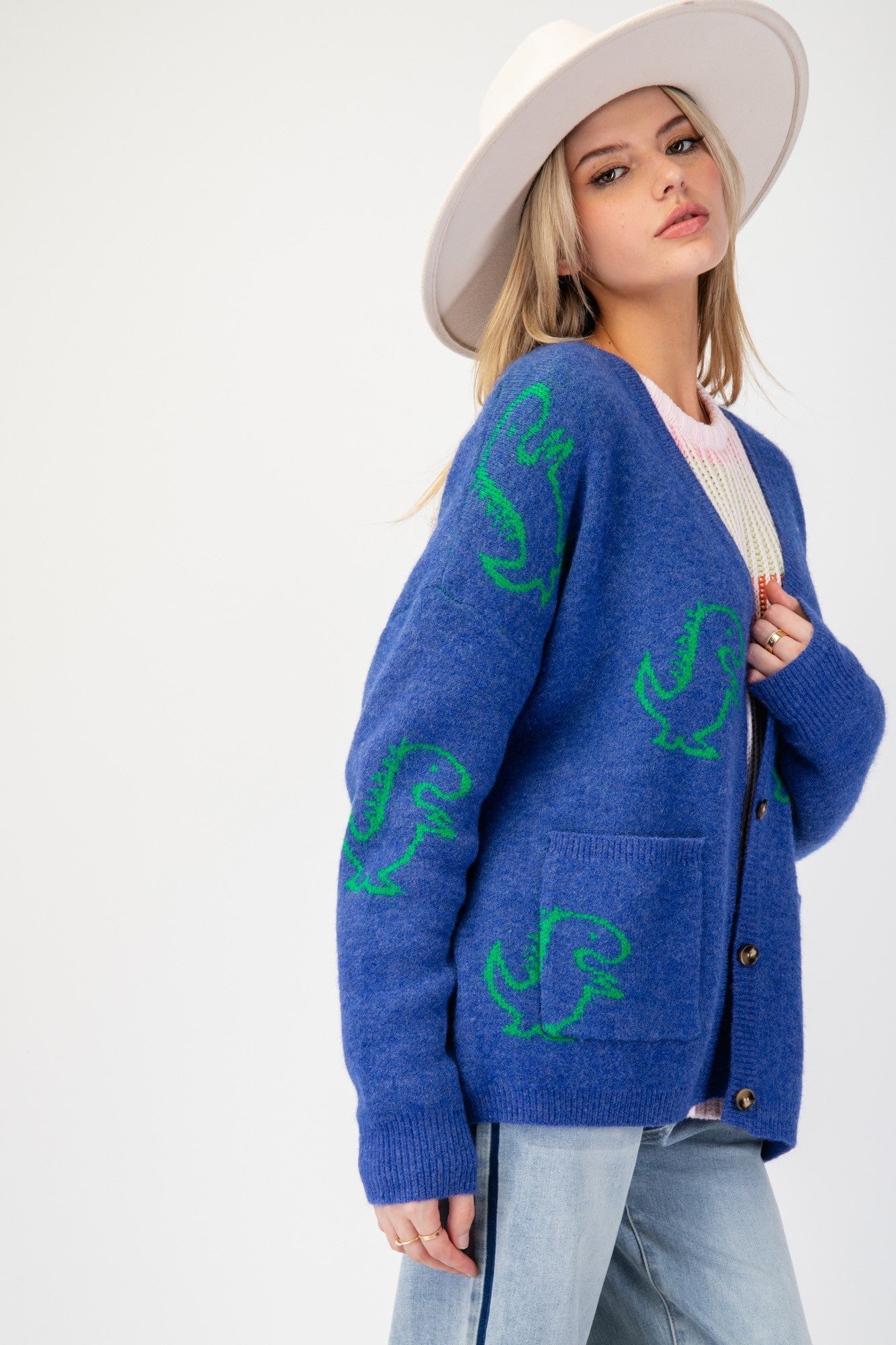 Dinosaur Blue Cardigan