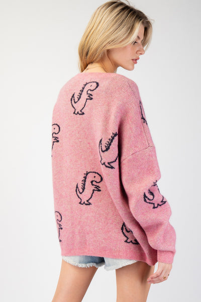 Dinosaur Pink Cardigan