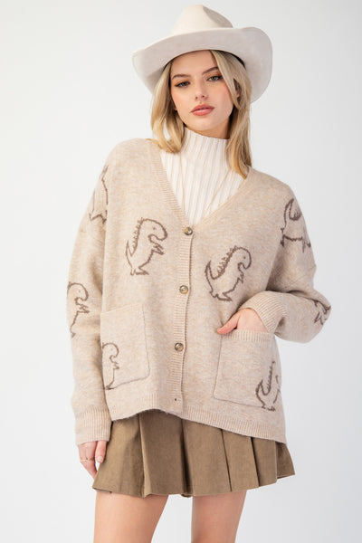 Dinosaur Tan Cardigan