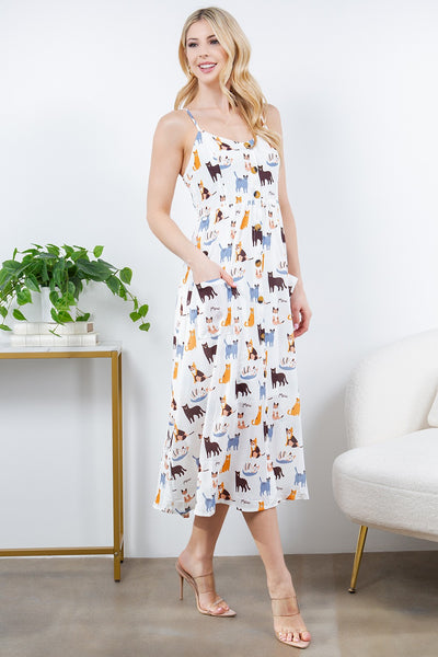 Cat Faux Button Down Dress