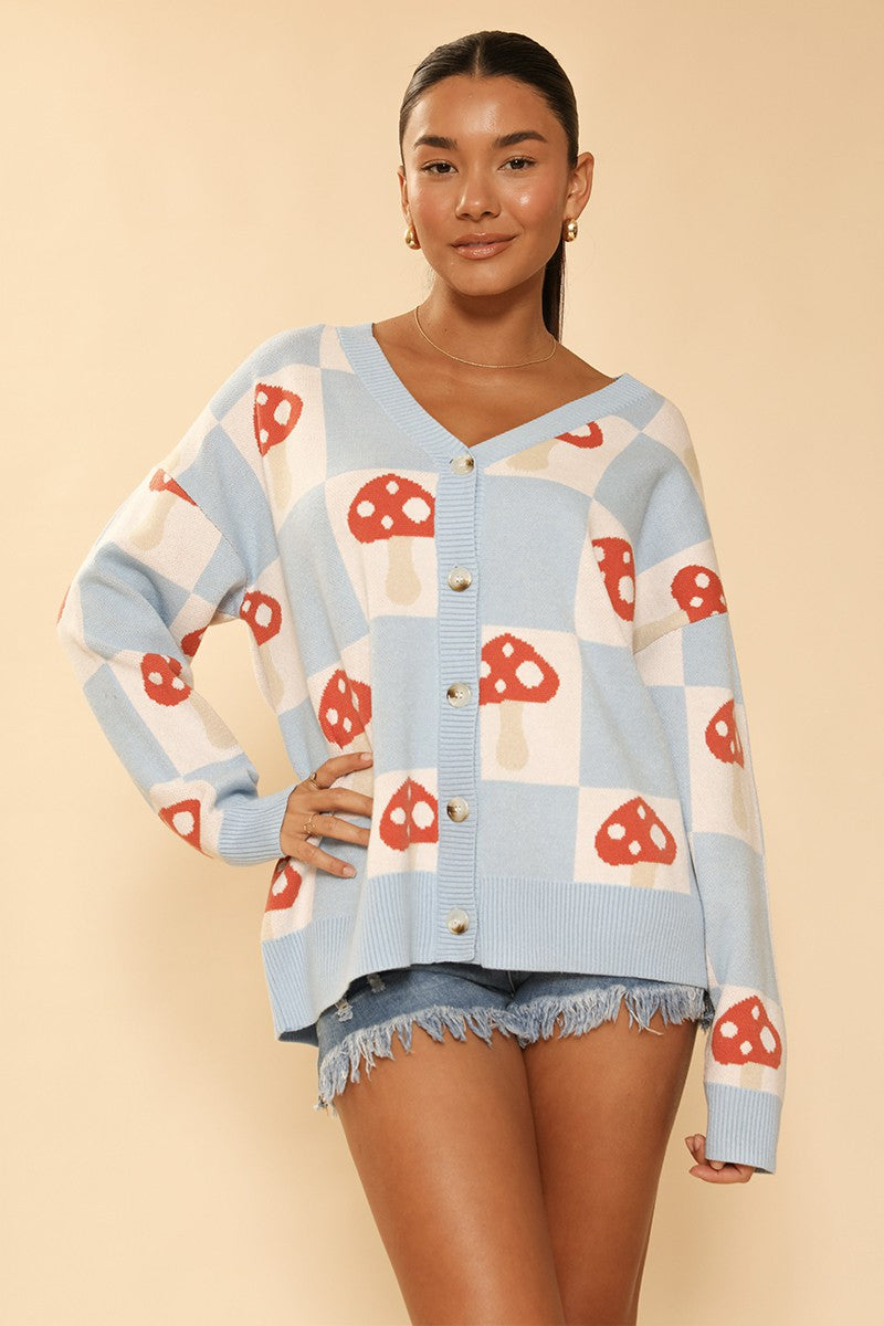 Checkered Mushroom Cardigan