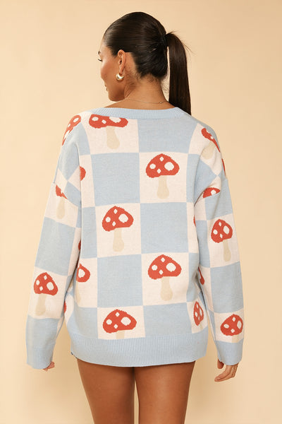 Checkered Mushroom Cardigan