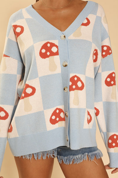 Checkered Mushroom Cardigan