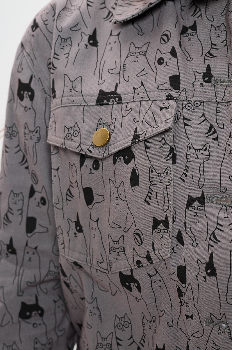 Cat print jacket best sale