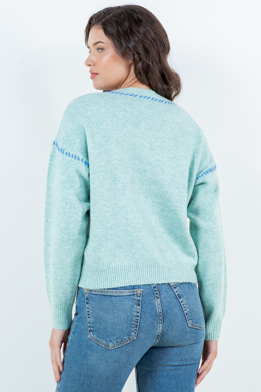 Heart Stitch Sweater Mint