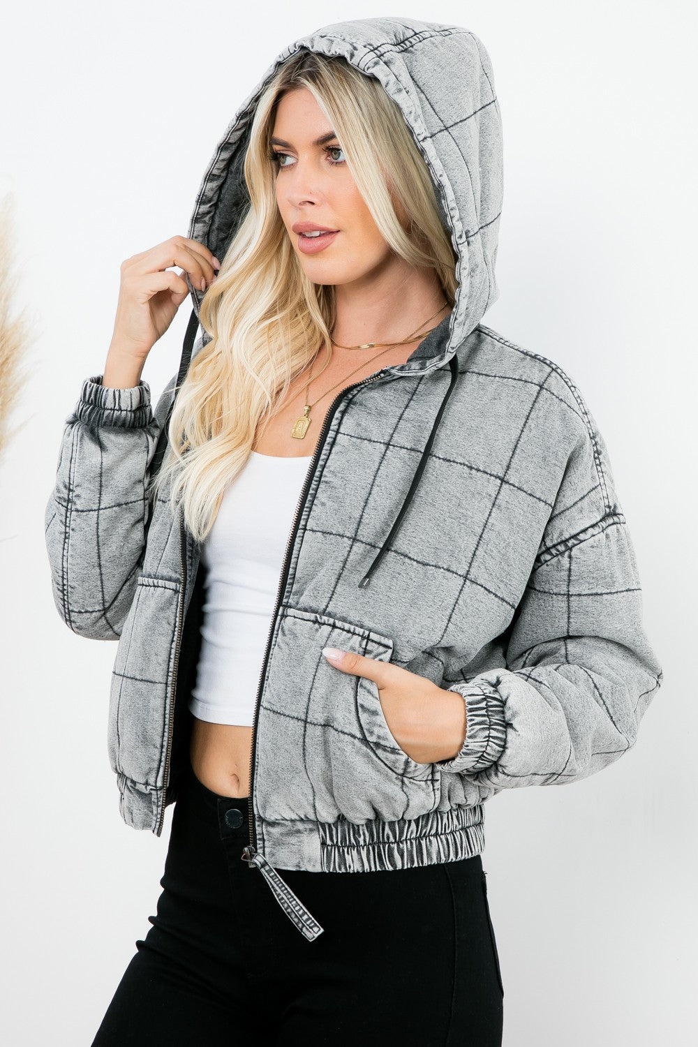 Washed Gray Bomber Jacket