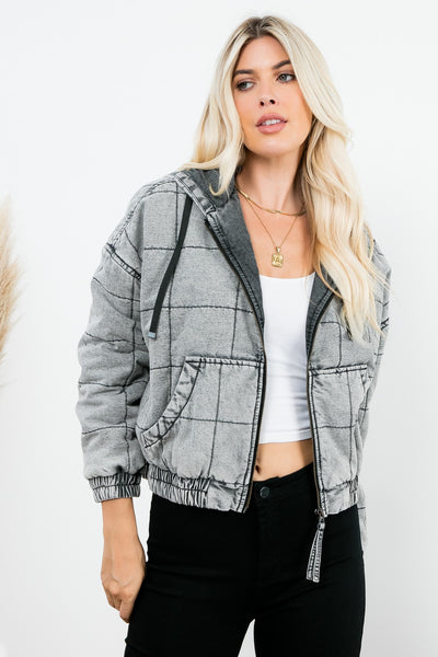 Washed Gray Bomber Jacket