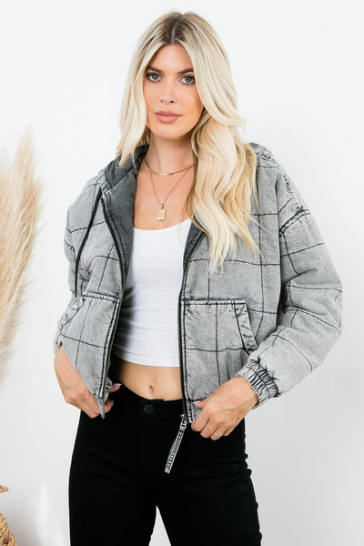 Washed Gray Bomber Jacket