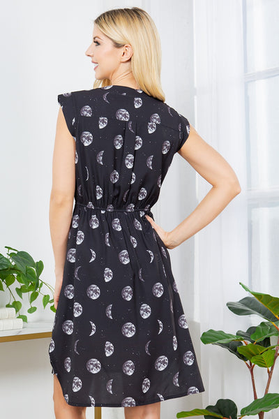 Moon Phase V-neck Dress