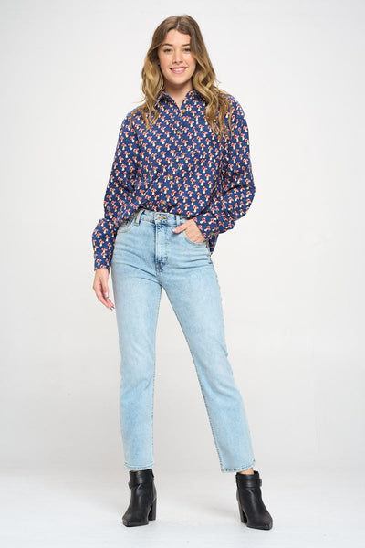 Mushroom Corduroy Button Up Blue