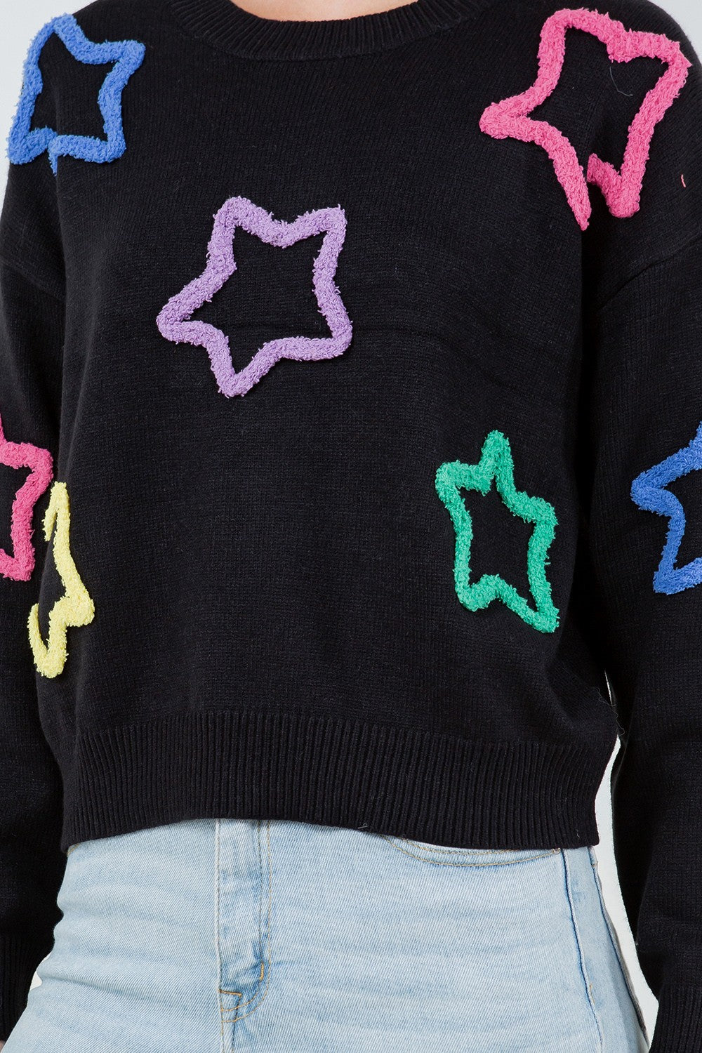 Neon Fuzzy Star Sweater