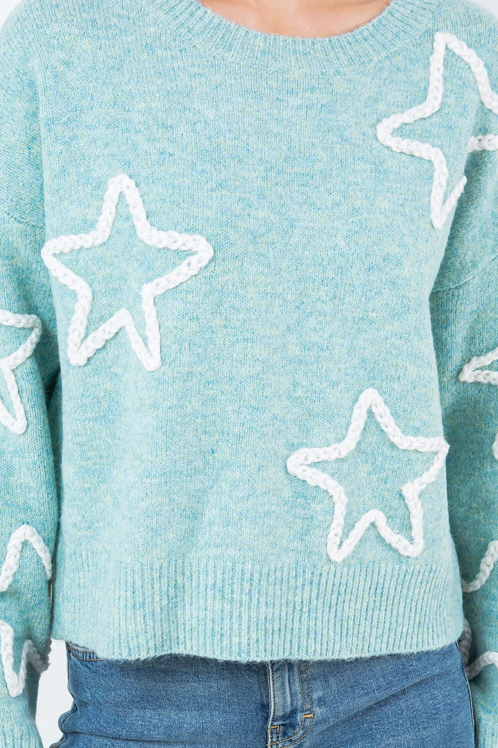 Braided Star Sweater Mint