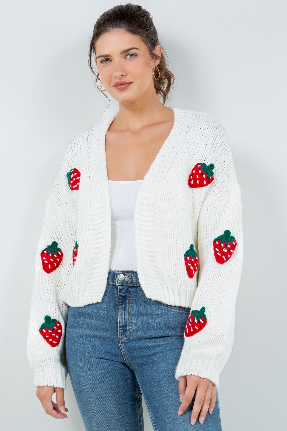 Strawberry Knit Cardigan Ivory