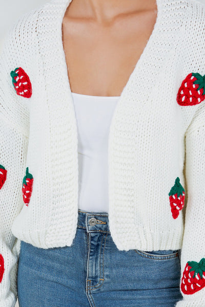 Strawberry Knit Cardigan Ivory