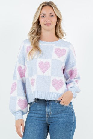 Checkered Heart Sweater