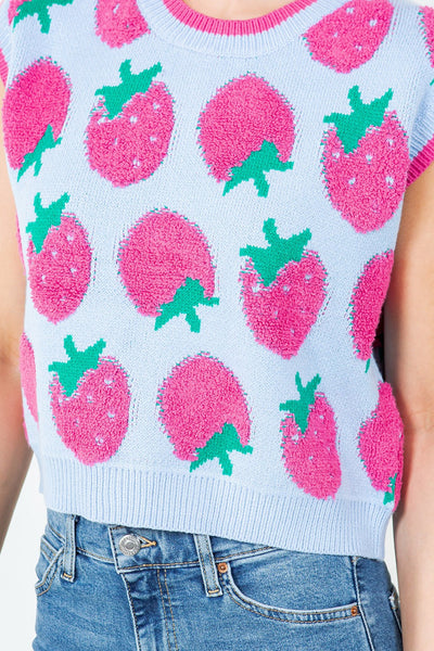 Strawberry Blue Sweater Vest