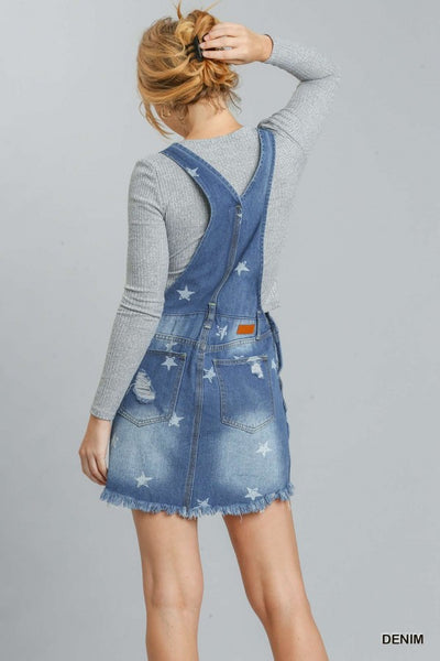 Star Denim Overall Distressed Dress